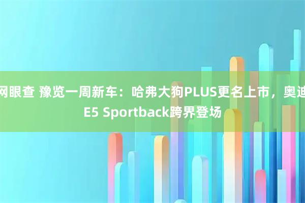 网眼查 豫览一周新车：哈弗大狗PLUS更名上市，奥迪E5 Sportback跨界登场