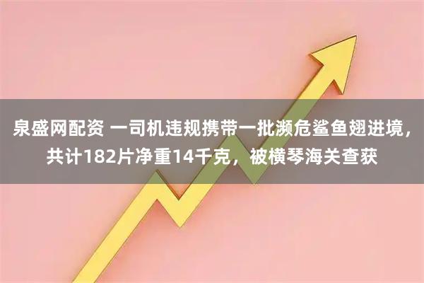 泉盛网配资 一司机违规携带一批濒危鲨鱼翅进境，共计182片净重14千克，被横琴海关查获