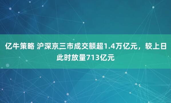 亿牛策略 沪深京三市成交额超1.4万亿元，较上日此时放量713亿元